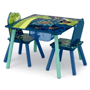 Dinosaur Table and Chair Set With Storage (2 Chairs Included) - Greenguard Gold Certified, Blue/Green Dining Furniture