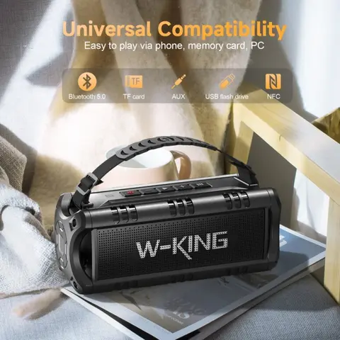 W-KING D8 Mini Multifunctional Bluetooth Outdoor Stereo Speaker - 60W Peak Power, 20kHz, IPX6 Water Resistant, 24H Playtime, Bass Enhancement, Adjustable Subwoofer, Rechargeable Battery, USB Port, Ideal for Father's Day Gifts, Portable Wireless Speaker, M
