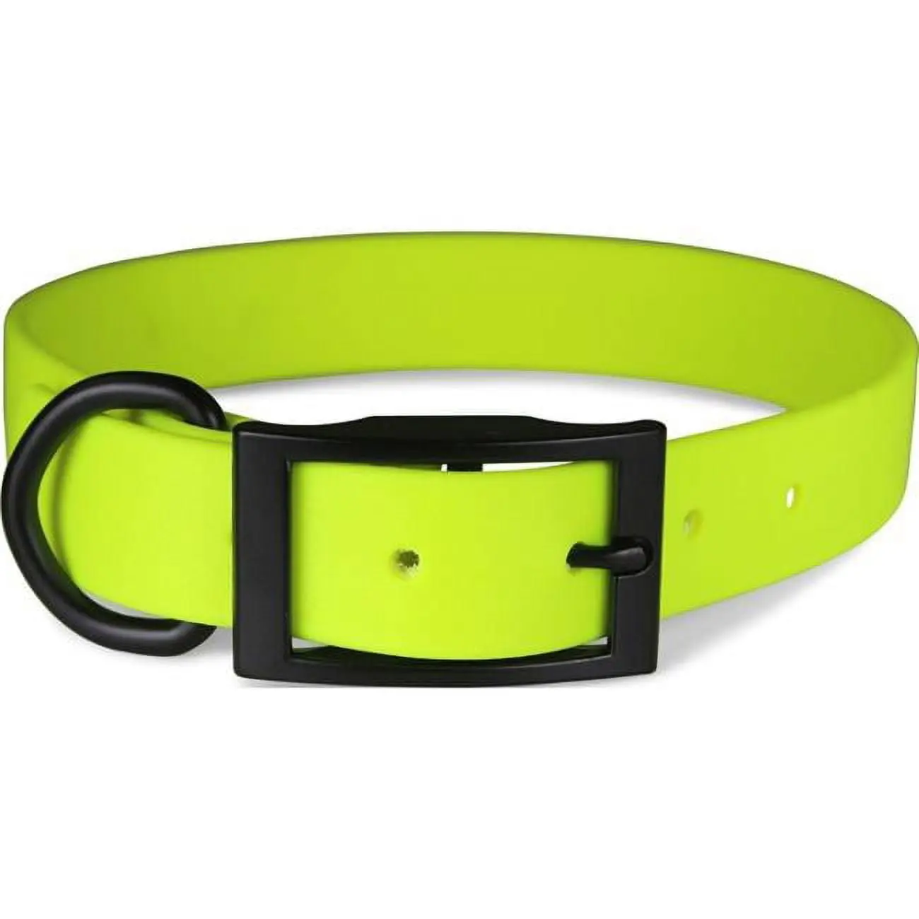 Leather Brothers B100A-NYL20 1 x 20 in. Zeta Biothane Dog Collar with Black Hardware, Black & Neon Yellow