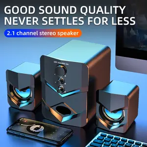 Computer Speakers, Desktop Computer Speakers, Three Speakers, Laptop Speakers, Stereo Sound Speaker, Wired Connection, USB Power, 3.5mm Audio Interface, Multifunctional Desktop Speaker