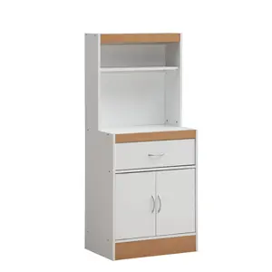 Hodedah  54 x 15.75 x 23.62 in. Open Shelves, 1-Drawer & Bottom Enclosed Storage Kitchen Cabinet, White