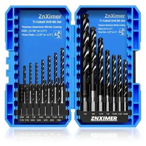 Triple Spiral Flute Cobalt Drill Bit Set (Pro - TiAlN Coated), Metal Drill Bit Set for Steel, Hardened Metal, Stainless Steel, 21/16 PCS Drill Bits 1/16" to 1/2" with Index Storage Case concrete drill bit countersink drill bit