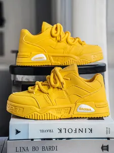 Men's Fashion Casual Shoes Wave Texture Thick Sole Sneakers, Trendy Street Style Skateboarding Shoes, All Season Daily Wear Trending Shoes, Streetwear Shoes