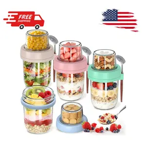 4 Pack Overnight Oats Containers with Lids and Spoons, 20 oz (16+4)