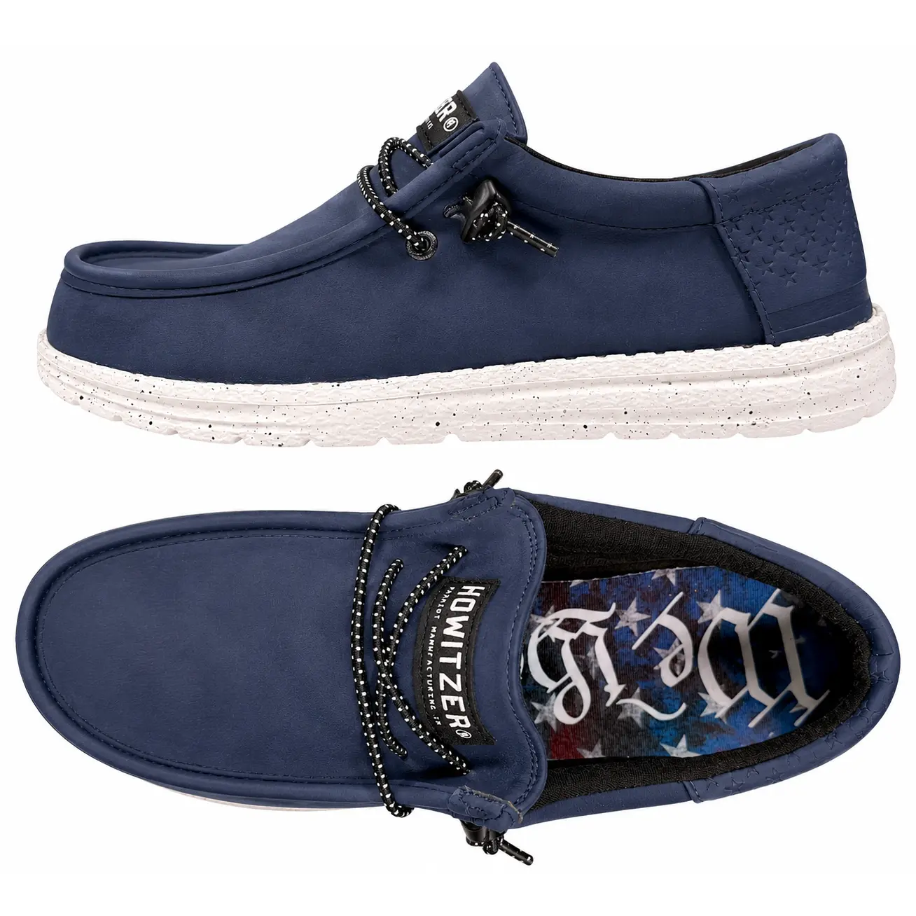 Howitzer Men's Roam Blackout Flat Slip-On Sneakers - Flexible, Breathable Fabric, Elastic Laces, Unisex Sizing, Soft Cushioned Fit, EVA Sole & Footbed Cushions Every Step Lightly, All Seasons Casual Daily Walking Footwear