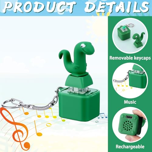 Frog Croaking Keychain, Lizard, Cat, Duck Realistic Sound Fidget – Rechargeable LED Light, Mechanical Keyboard Fidget Cute Axolotl Animal with Hand Wrist Strap Rope Durable ABS Build for Student &Adults Stress Relief