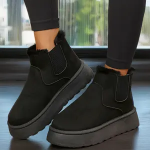 Women's Platform Suede Warm Stylish Snow Boots - Outdoor Non-Slip Comfort with Thick Flat Soles Boots Perfect for Winter Shoes Springfresh