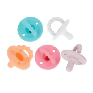 Silicone Softees Pacifier and Teethers - (5-Pack) Silicone Baby Pacifiers and Teethers - 0+ Months - Assorted Pastel Colors