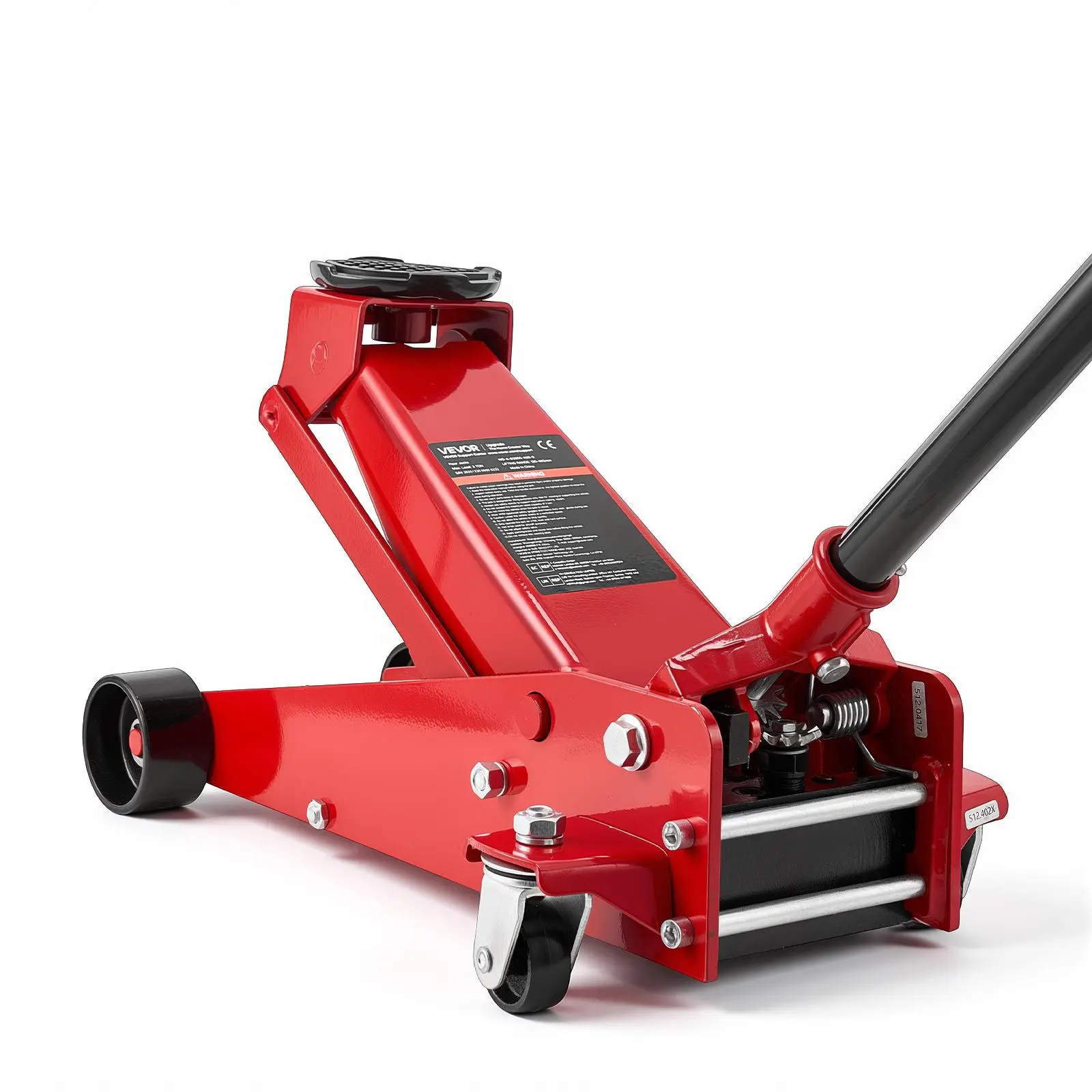 VEVOR 3-Ton (6614 lbs) Heavy Steel Low Profile Floor Jack, Single Piston Quick Lift Pump, Pump Handle, Smooth Lowering, 360° Smooth Mobility, 5.1"-19.7" Wide Lift Range, Hydraulic Trolley for Sports Cars, Brake Services