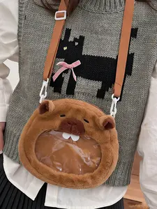 Dolphin Plush Crossbody Bag with Transparent Window, Cute Animal Shoulder Bag, Comfortable Touch, Perfect for Daily Use