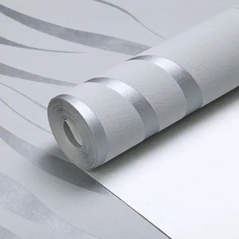One roll of 20.86*118.11 inch self-adhesive textured wallpaper with 3D striped wave pattern, non-woven fabric wallpaper, thickened, for bedroom and living room feature wall, peel-and-stick, can be cut, Decorative Wallpaper Roll, home decoration
