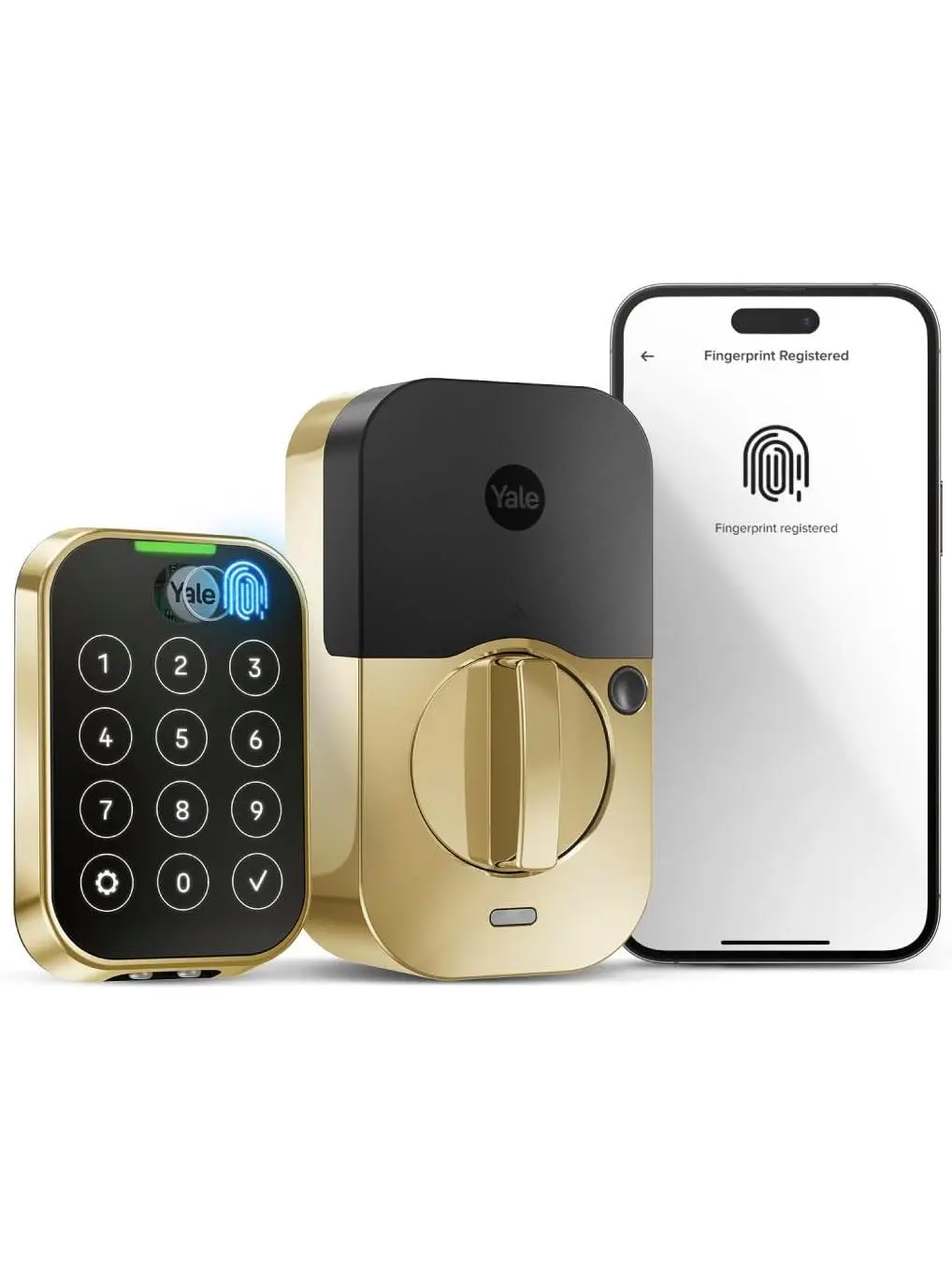 Yale YRD450FBLEP05 Assure Lock 2 Key-Free Touchscreen Bluetooth Biometric Smart Deadbolt - Brass Finish, Front Door, Home Entryway Security Solutions, Smart Door Lock Solutions, Door Security Solutions