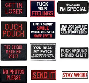 12PCS Dog Patches, Hook & Loop Patch Full Embroidery Badge for Dog Vest Harness and Caps Bags Vests Jackets Backpacks Uniforms