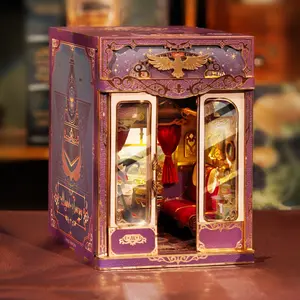 Tonecheer DIY Book Nook Kit for Adults, Miniature Dollhouse Infinity Train Cabin Magical Vintage Carriage Model, Wooden 3D Puzzle Booknook Decorative Bookend Gifts (Magical Journey)