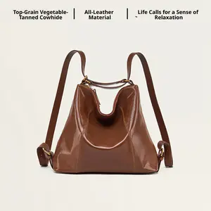 Chic Women's Genuine Leather Large-Capacity Commuter 2-in-1 Crossbody-Shoulder Bag, Versatile for Daily Use