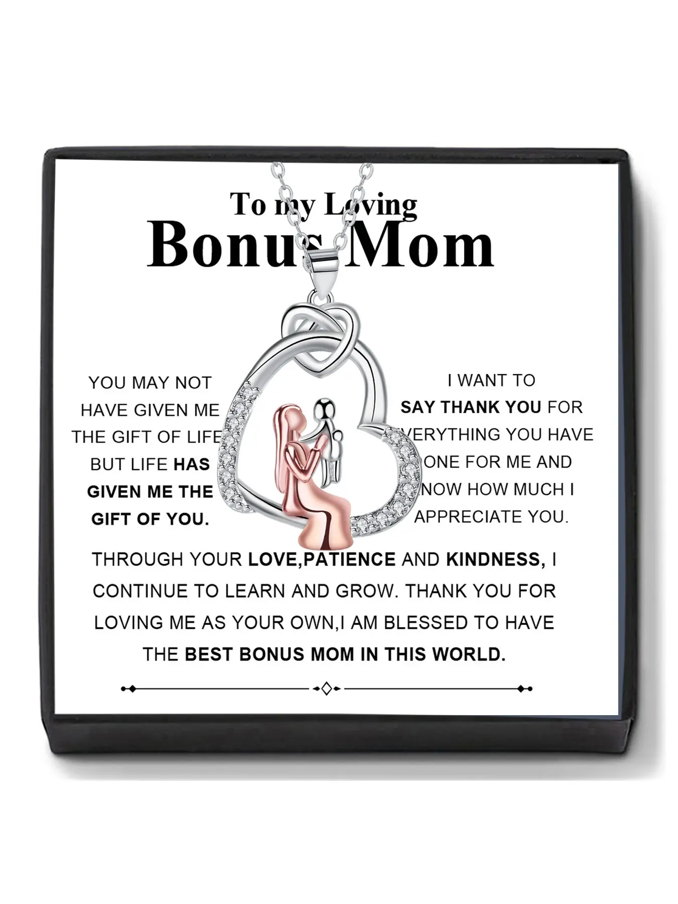 Mommy and Me Necklace With To My Loving Mom Message Card, Mother Daughter or Son Heart Pendant Necklace, Memory Birthday Mother's Day Jewelry for Mom New Mom, Heart Shaped Pendant