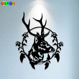 1pc Deer Head Metal Wall Art,Elegant Deer Head Statue Mural, Ideal Gift for Christmas, New Year, Animal Decor Enthusiasts, Rust-Resistant Metal Wall Decor Wall Sculptures,  Unique Home Decor Accent for Wildlife Enthusiasts