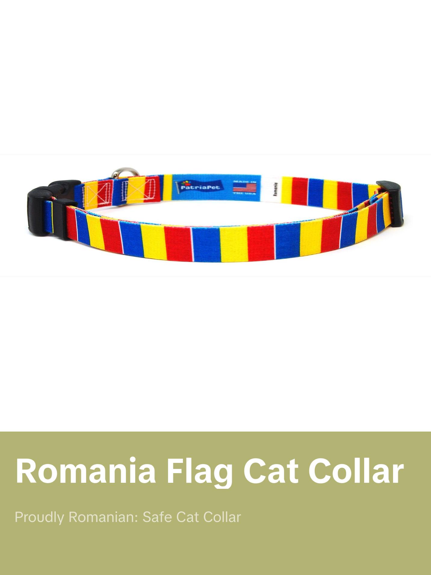 Cat Collar with Romania Flag | Great For National Holidays, Festivals, Parades, Sporting Events, Pride Events