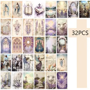 Vintage Christian Themed Postcard, 32pcs/set Holy Art Card, Wall Decor Card, Message Card, Postcard, Christian Gift, Bible Study Card