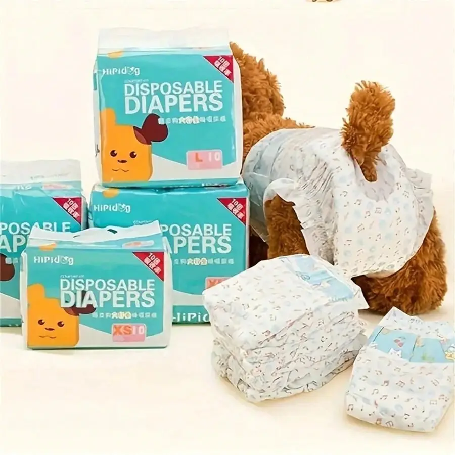 Disposable Leak-Free Dog Nappies - Quick Absorb Core, Soft Fabric, Unisex Flexible Leg Gathers, Adjustable Tabs, Puppy Training Pants for Home Use, Pet Essential Supplies for Convenience