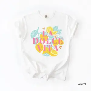 Women's Italian summer lifestyle and leisure, evoking a sense of joy and relaxation Graphic T-Shirt - Short Sleeve Crew Neck Regular Fit Casual Wear | Soft & Breathable Fabric, Durable Print, Everyday Comfort, Machine Washable, vibrant and summery with a