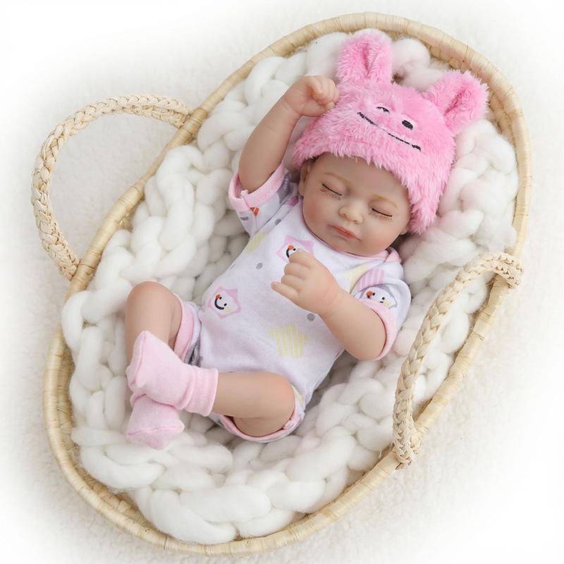 [WOOROY] Reborn Baby Doll Clearance - 10 In Mini Lifelike Baby Doll with Full Vinyl Body, Sleeping Eyes, Perfect Birthday & Christmas Gift for Kids 3+