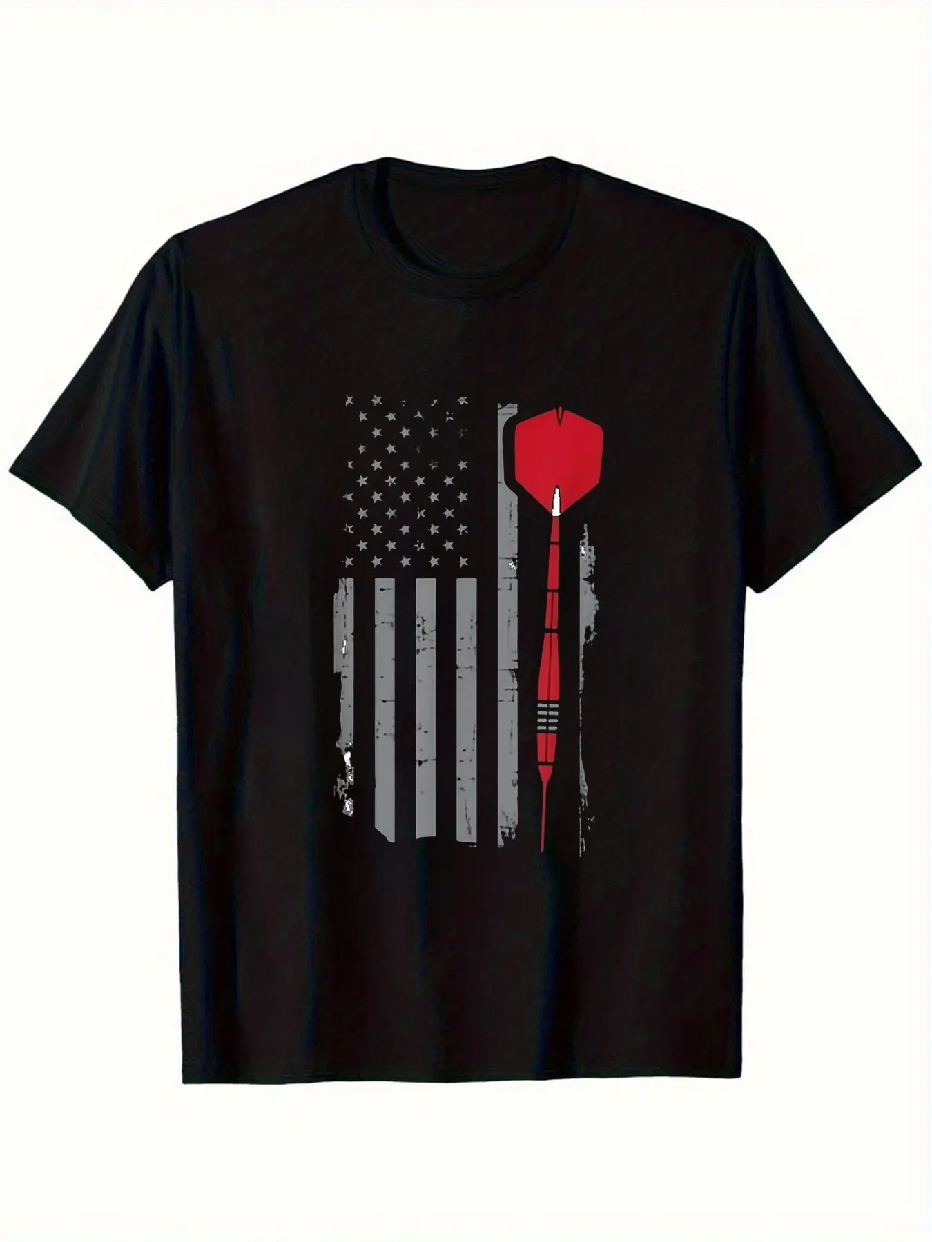 Men's Retro American Flag  Dart Design T-Shirt - P unisex soft cotton short sleeve t shirt, vintage graphic casual tee for men women teens, perfect birthday holiday gift for camping travel gym daily street casual wear