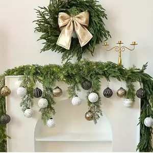 Retro Christmas tree ornaments-country style Christmas ball decoration, suitable for indoor holiday gold and white decoration, 80mm /3.15 inch, set of 12, champagne Christmas decorations, large Christmas balls.