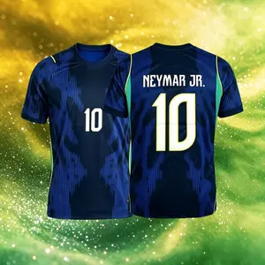 2026 Home And Away Yellow And Blue 10# Neymar 10# Vini JR 11# Raphinha Short Sleeve Soccer Jersey Fans Version