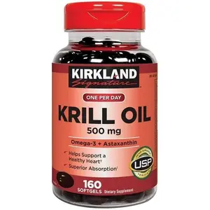 Kirkland Signature Krill Oil 500 mg., 160 Softgels Healthcare Fitness Supplement Vitamin Dietary Edible