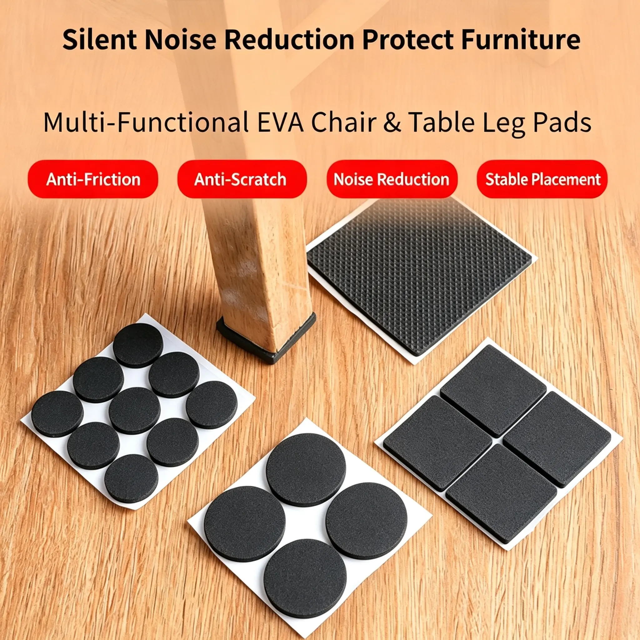 Non Slip Furniture Pads - Self Adhesive EVA Foam Furniture Grippers, Anti Skid Furniture Feet, Hardwood Floor Protector for Couch Stoppers