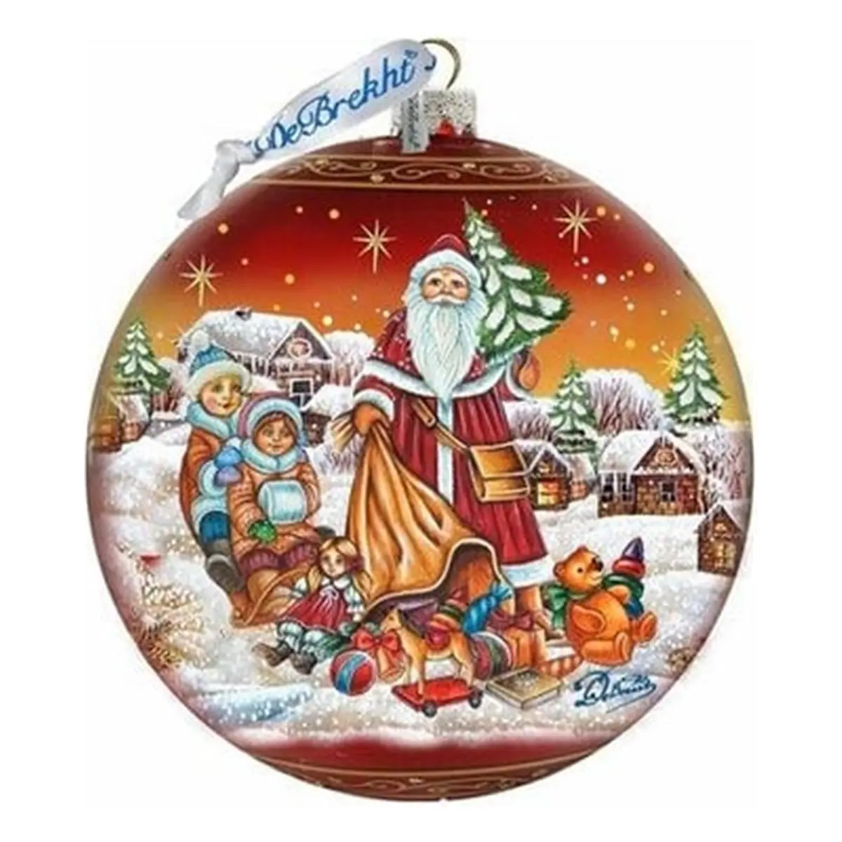 G.DeBrekht 73874R 5.5 in. Traditional Artistic Satin-Painted Deep Iridescent Luminous Transparent Ball Ornament, Limited Edition Santa Claus Gift Giver for Holiday Tree Decor (Home & Festive Party Supplies)