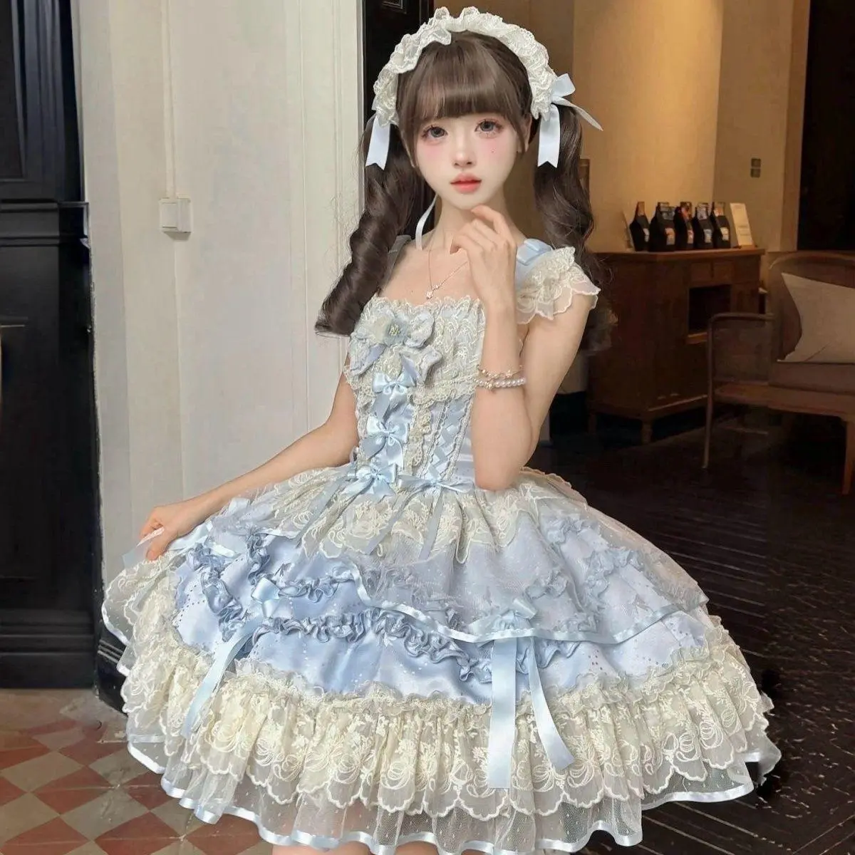 2026 Cosplay Sweet Lolita Y2k Mini Dresses Women Lace Patchwork