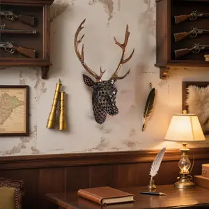 Modern Mosaic Deer Head Sculpture, Hanging Wall Decor, Hanging Wall Art, Hangable, Elegant Home Accent, Suitable for Living Room, Bedroom, Kitchen, High Utility & Aesthetic