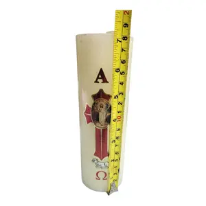 Cirio Pascual 1/2 Kilo Corto 7"Tall×2.5"Thick Paschal Candles Vela de Cera Jesucristo Resucitado Candle for Church Devotional Decor