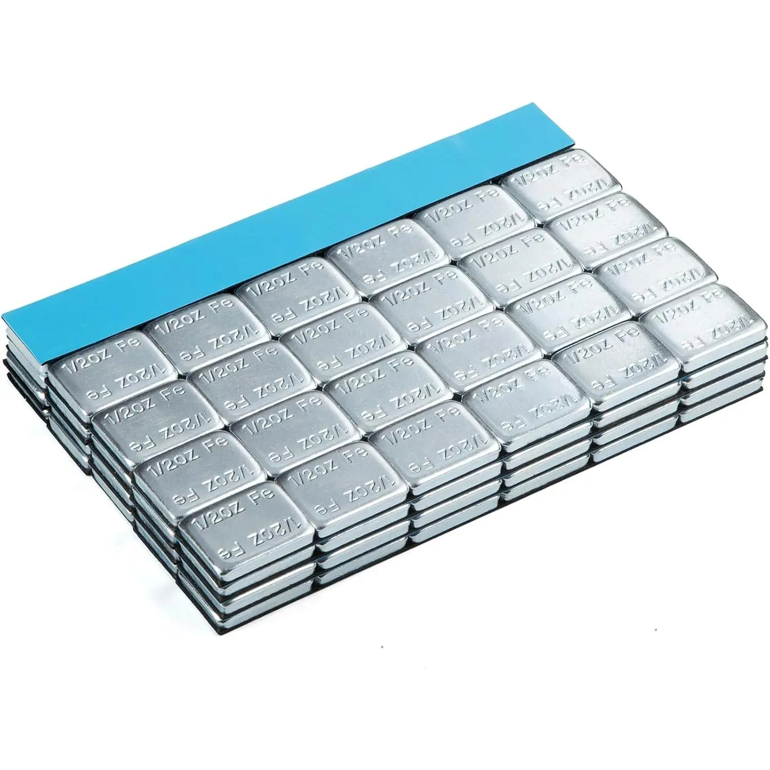Peel-and-Stick Galvanized Steel Adhesive Wheel Weights for SUVs, 0.5oz Segments, 126pcs (21 Strips, 6 Segments/Strip), 64oz/Box, Lead-Free Easy-to-Use Automotive Tire Repair Fitting Tool