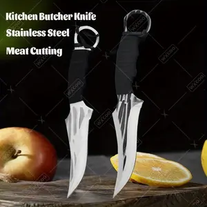 2pcs Multi-functional Portable Meat Cleaver With Knife Sheath Vegetable Fruit Knife Fit Outdoor Survival Camping Barbecue