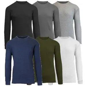 5-Pack Men's Waffle-Knit Long Sleeve Crew Neck & Henley Thermal Shirts