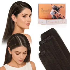 Doores Scalp Hair Fill ins Clip in Hair Extensions Human Hair 14-22inch 2pcs/4pcs Invisible Hair Extensions for Women Natural