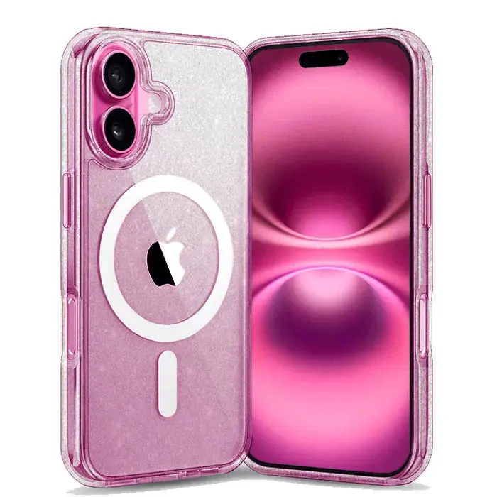 Entronix iPhone 16 [Magnetic-Compatible] Crystal Clear Case - Glitter Cover Wireless Dustproof Handle