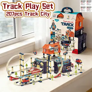 207 Piece Luxury City Electric Track Train Set, Unisex Educational Assembly Toy with Versatile Setup, Flexible Track Configuration and Cognitive Skills & Activities for Kids Aged 3+, Parent-Child Interactive Play, Durability, Flexible Bendable Track
