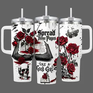 Romantasy Books Tumbler 40oz Dark Romance 40oz Tumbler, Gothic Fantasy Book Tumbler 40oz
