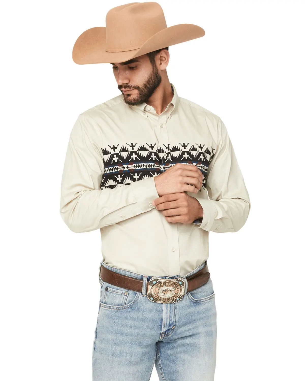 Rank 45 Men's 45&Reg; Men'S Olympic Southwestern Border Long Sleeve - Rmfa25w9-Tan