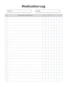 Medication Log for Daily Health Tracking, Prescription Management
