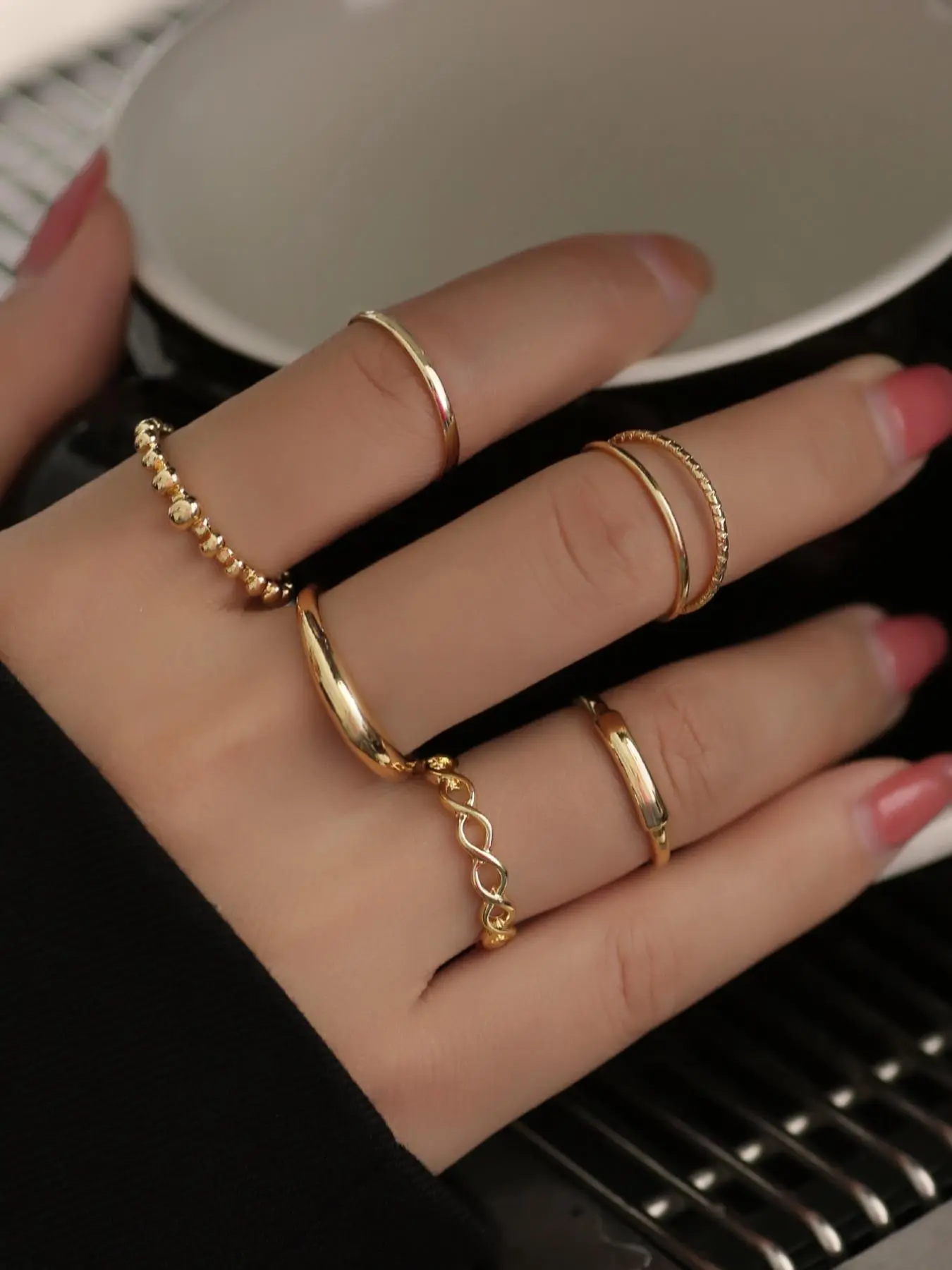 Women's Elegant Minimalist Cuff Ring Set, Dainty Stacking Rings, Trendy Exquisite All-match Ring Set, Fashion Stackable Rings, Stackable Finger Rings, Fashionable Jewelry As Birthday Gift for Girlfriend