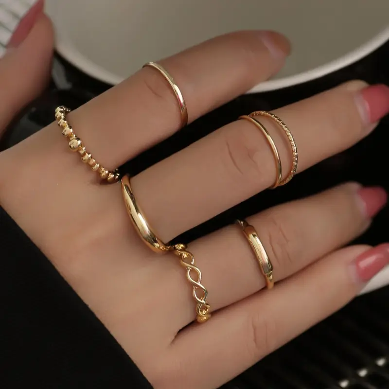 Women's Elegant Minimalist Cuff Ring Set, Dainty Stacking Rings, Trendy Exquisite All-match Ring Set, Fashion Stackable Rings, Stackable Finger Rings, Fashionable Jewelry As Birthday Gift for Girlfriend