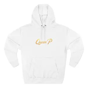 Fleece Hoodie, Queen P Printed Design, Women's Pullover, Three-Panel Sweatshirt, Unique Graphic Top, Cozy Winter Jumper