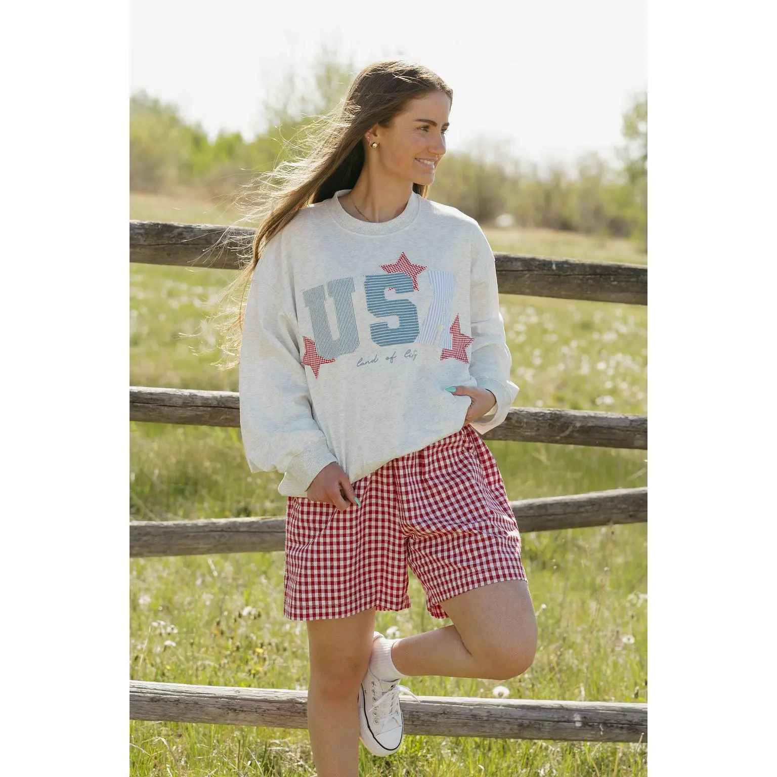 Land of Liberty Pullover-Heather Grey
