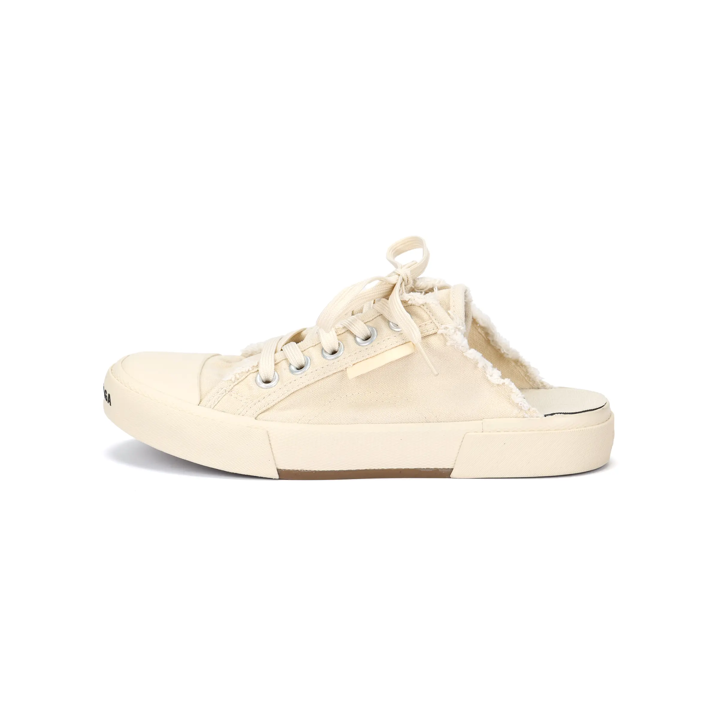 Women's Balenciaga Paris White Round-Toe Slip-On Mule Shoe, Fashion Footwear for Daily Wear