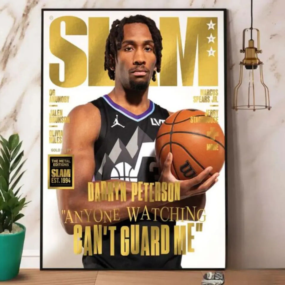 [SALE OFF 50%] Darryn Peterson NBA Utah Jazz Magazine SLAM 263 Gold Metal Edition Anyone Watching Can’t Guara Me Gallery-Style Poster